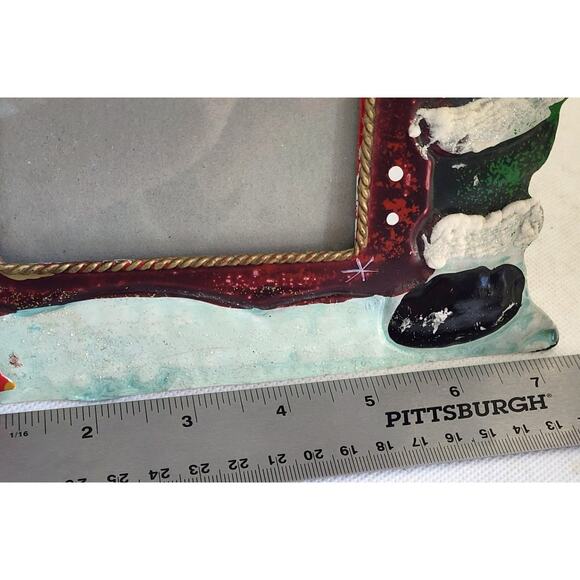 PICTURE FRAME-CHRISTMAS THEME-Snowman-Metal-6"x3.5" Picture Size-8"x7" Frame - Picture 10 of 10